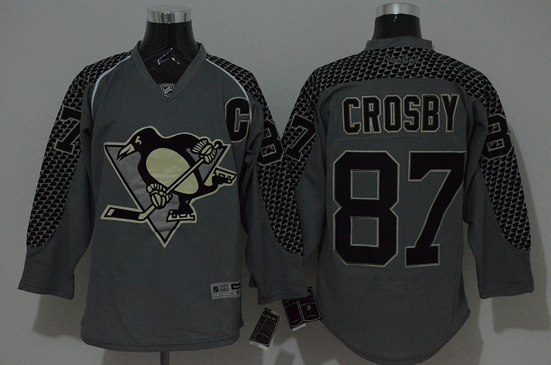 Penguins 87 Crosby Charcoal Cross Check Premier Fashion Jerseys