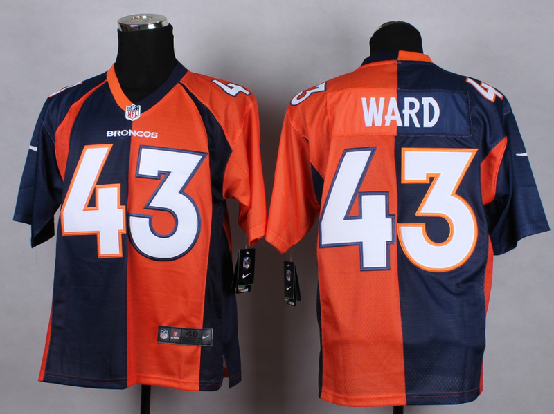Nike Broncos 43 T.J. Ward Blue And Orange Split Elite Jersey