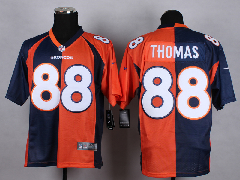 Nike Broncos 88 Demaryius Thomas Blue And Orange Split Elite Jersey