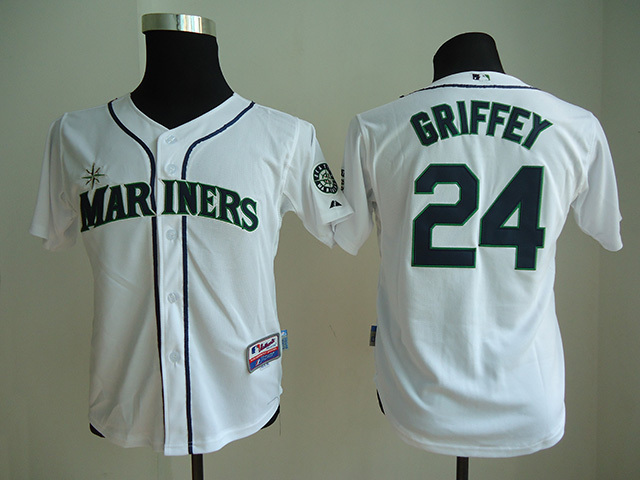 Mariners 24 Griffey White Youth Jersey