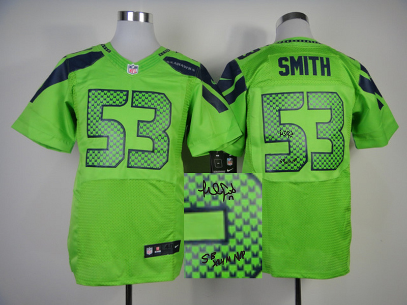 Nike Seahawks 53 Smith Green Elite Signature Edition Jerseys
