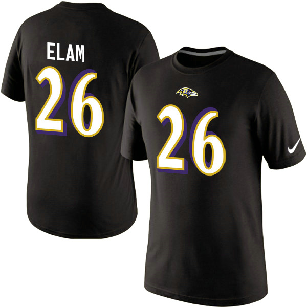 Nike Baltimore Ravens 26 Elam Name & Number T-Shirts Black01
