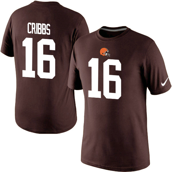 Nike Cleveland Browns 16 Cribbs Name & Number T-Shirts Brown01