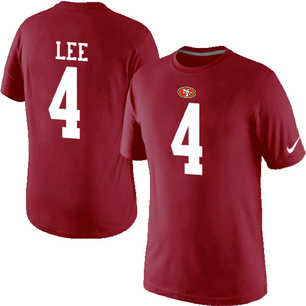 Nike San Francisco 49ers 4 Lee Name & Number T-Shirts Red01
