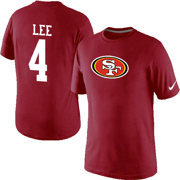 Nike San Francisco 49ers 4 Lee Name & Number T-Shirts Red02