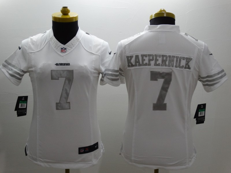 Nike 49ers 7 Kaepernick White Platinum Women Limited Jerseys