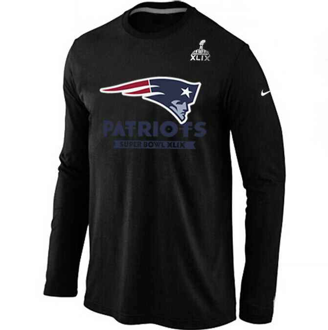Nike New England Patriots 2015 Super Bowl XLIX Long Sleeve Black T Shirts