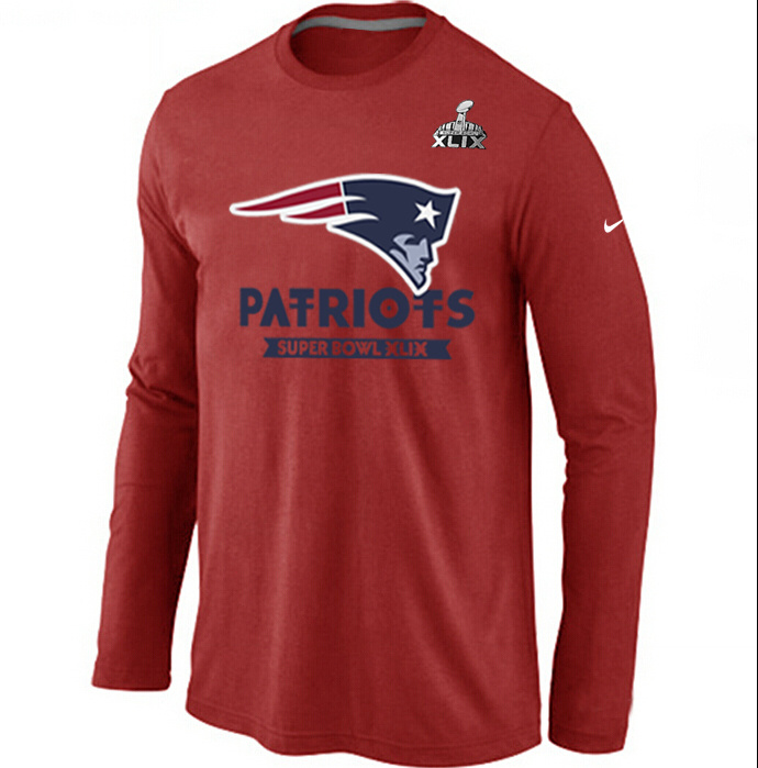 Nike New England Patriots 2015 Super Bowl XLIX Long Sleeve Red T Shirts