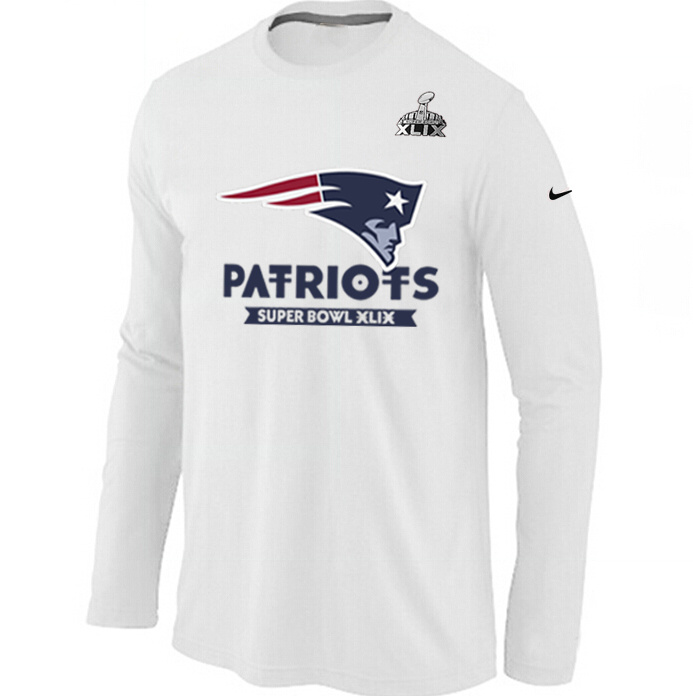 Nike New England Patriots 2015 Super Bowl XLIX Long Sleeve White T Shirts