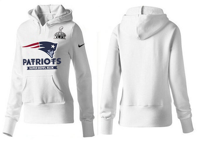 Nike New England Patriots 2015 Super Bowl XLIX Women Pullover Hoodie White