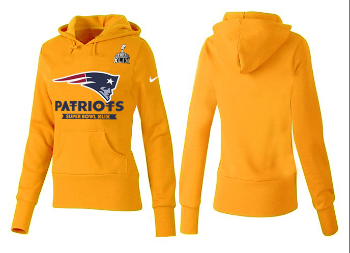 Nike New England Patriots 2015 Super Bowl XLIX Women Pullover Hoodie Yellow