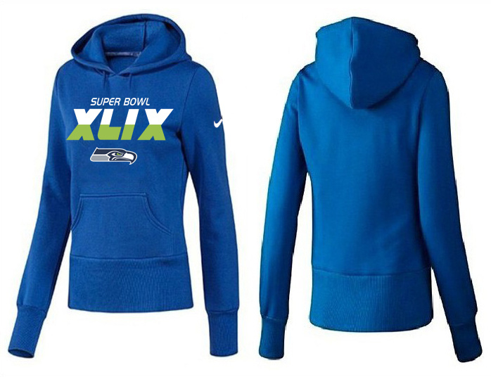 Nike Seattle Seahawks 2015 Super Bowl XLIX Women Pullover Hoodie Blue