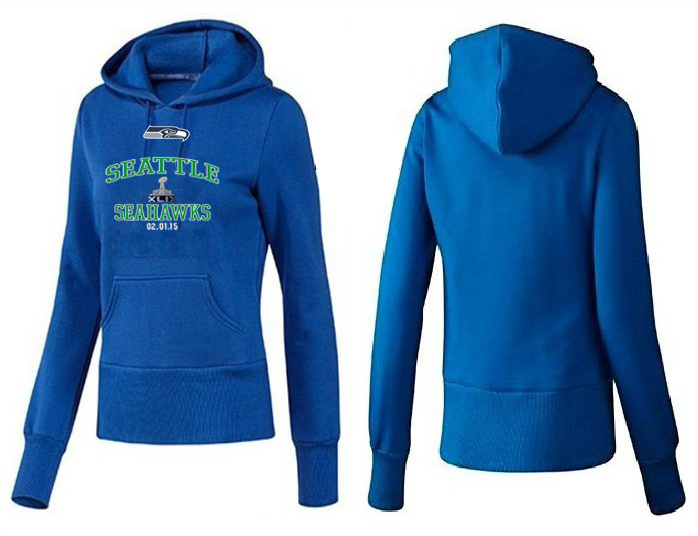 Nike Seattle Seahawks 2015 Super Bowl XLIX Women Pullover Hoodie Blue02