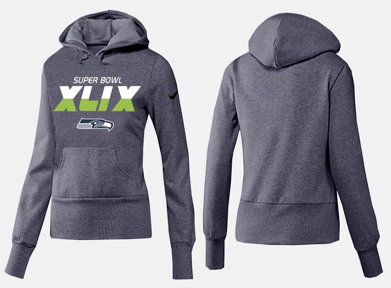 Nike Seattle Seahawks 2015 Super Bowl XLIX Women Pullover Hoodie D.Grey