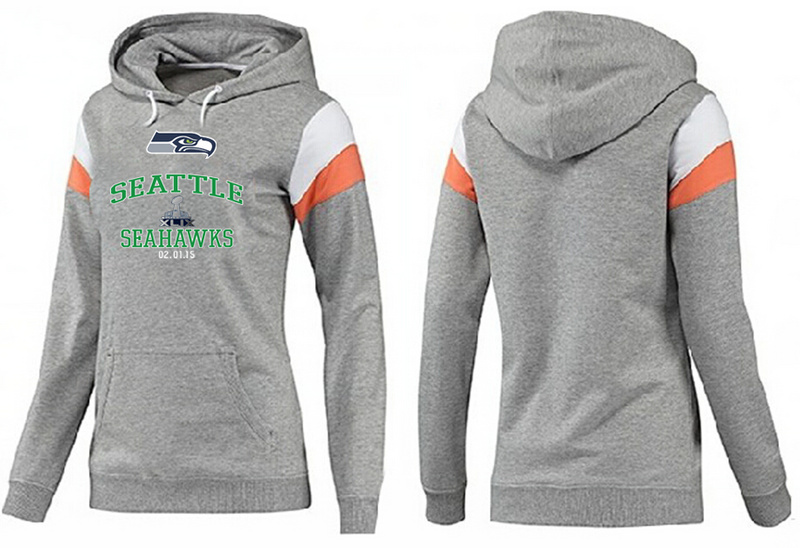 Nike Seattle Seahawks 2015 Super Bowl XLIX Women Pullover Hoodie Grey03