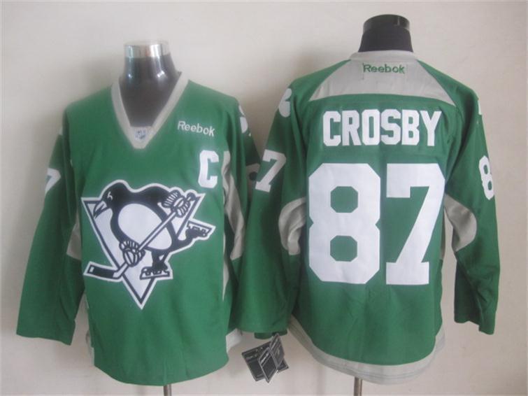 Penguins 87 Crosby Green Practice Jerseys