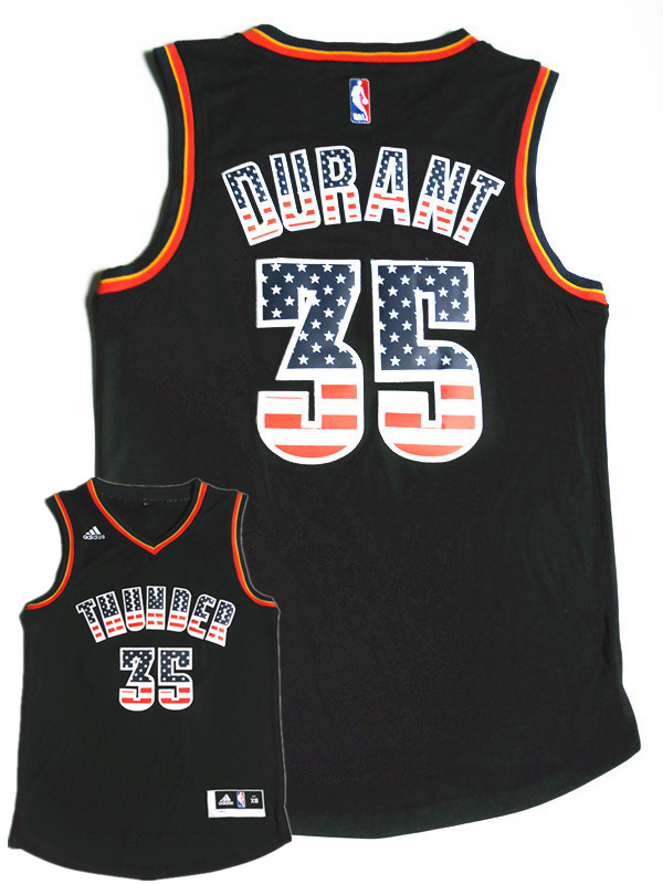 Thunder 35 Durant Black US Flag Fashion Jerseys