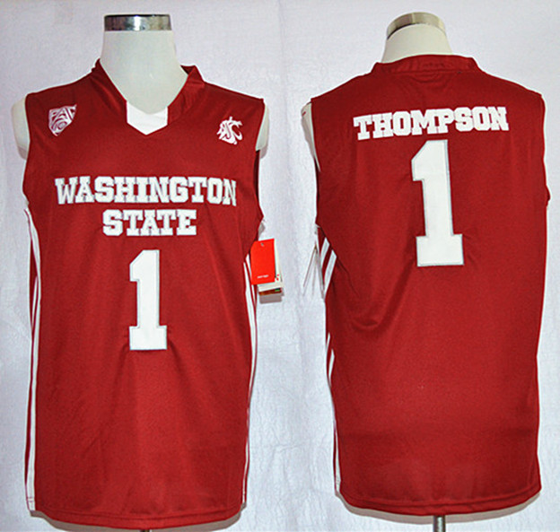 Washington State Cougars 1 Klay Thompson Red College Jersey