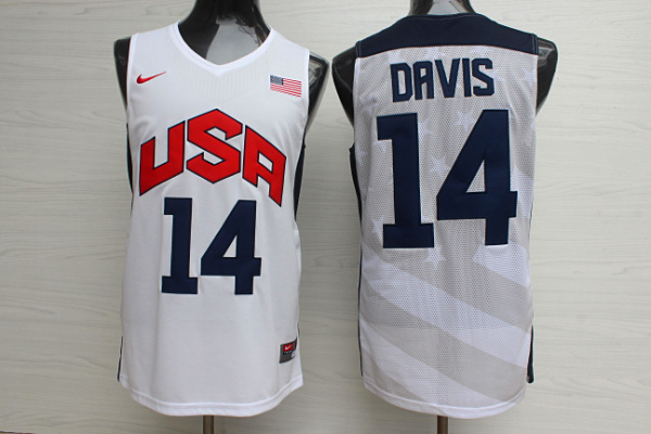 USA 14 Anthony Davis White 2012 Dream Team Jersey