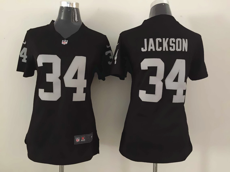 Nike Raiders 34 Jackson Black Women Game Jersey