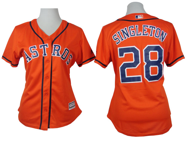 Astros 28 Singleton Orange Women Jersey