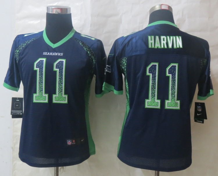 Nike Seahawks 11 Harvin Blue Women Elite Drift Jersey