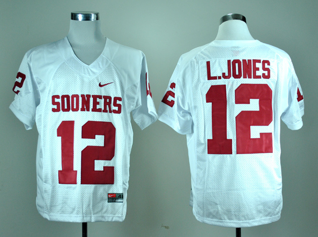 Oklahoma Sooners 12 L.Jones White College Football Jerseys
