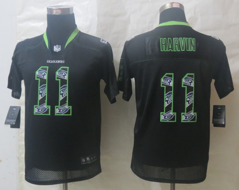 Nike Seahawks 11 Harvin Lights Out Black Stitched Elite Youth Jerseys