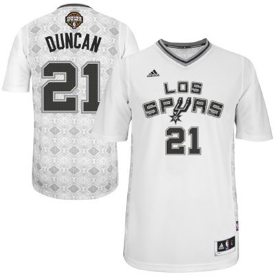 Spurs 21 Duncan White 2014 Noches Enebea Jerseys