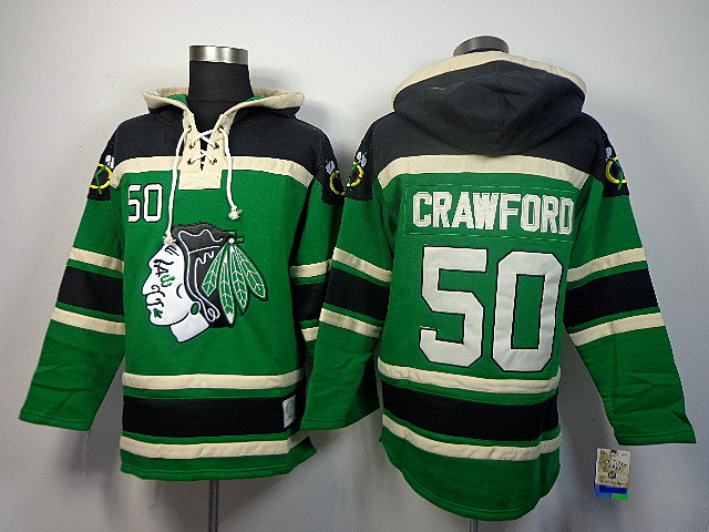 Blackhawks 50 Crawford Green Hooded Jerseys