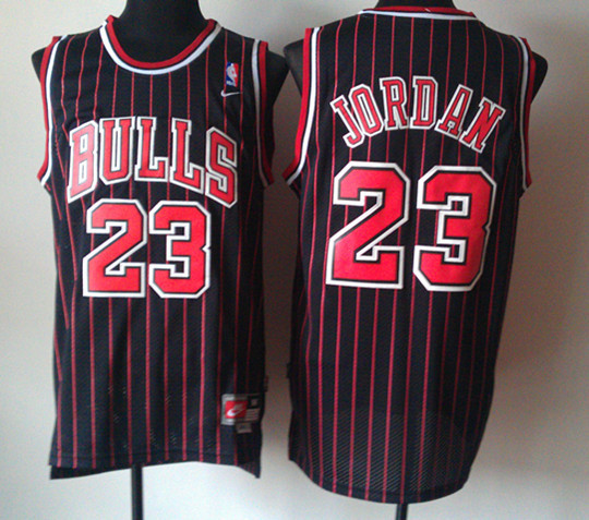 Bulls 23 Jordan Black Red Stripe New Revolution 30 Jerseys