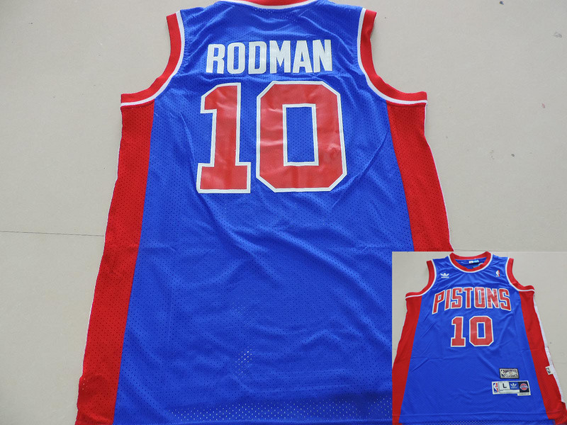 Pistons 10 Rodman Blue Hardwood Classics Jerseys