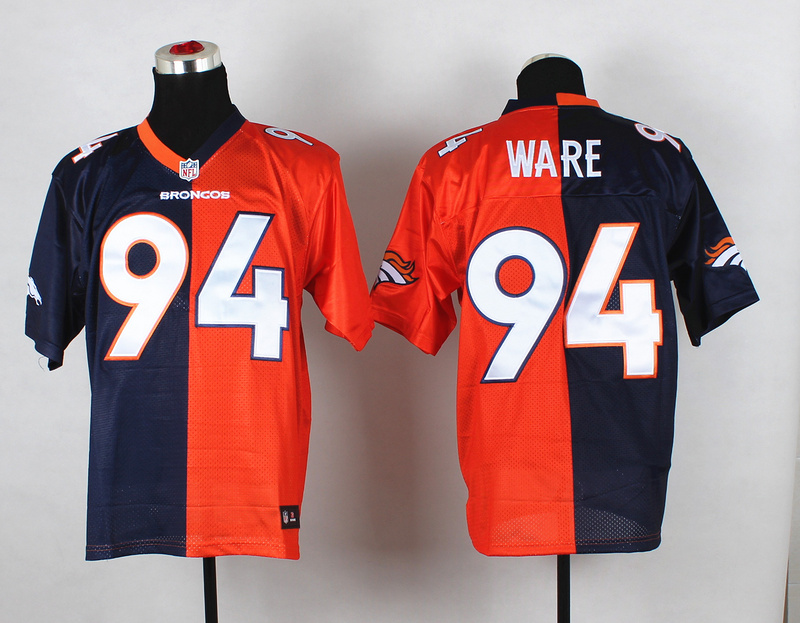 Nike Broncos 94 DeMarcus Ware Orange And Blue Split Elite Jersey