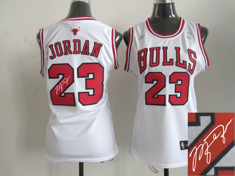 Bulls 23 Jordan White Signature Edition Women Jerseys