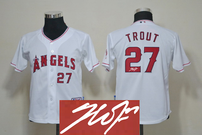 Angels 27 Trout White Signature Edition Youth Jerseys