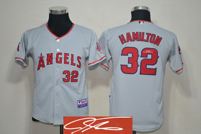 Angels 32 Hamilton Grey Signature Edition Youth Jerseys