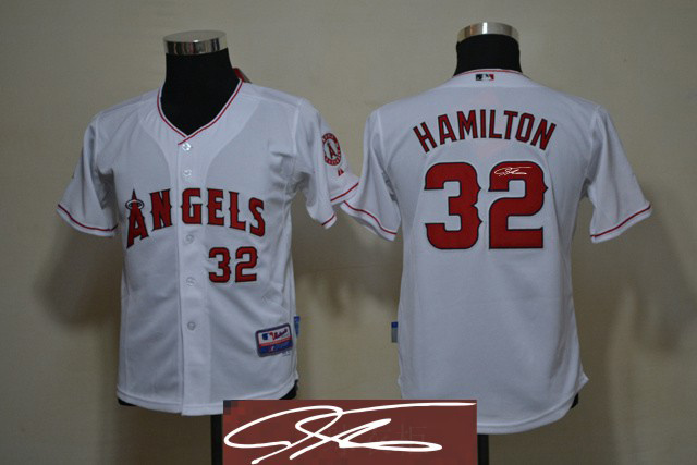 Angels 32 Hamilton White Signature Edition Youth Jerseys