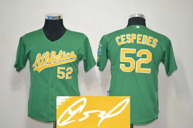 Athletics 52 Cespedes Green Signature Edition Youth Jerseys