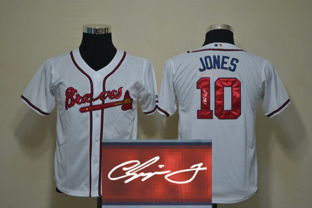 Braves 10 Jones White Signature Edition Youth Jerseys