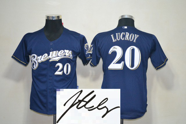 Brewers 20 Lucroy Blue Signature Edition Youth Jerseys