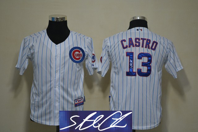 Cubs 13 Castro White Signature Edition Youth Jerseys