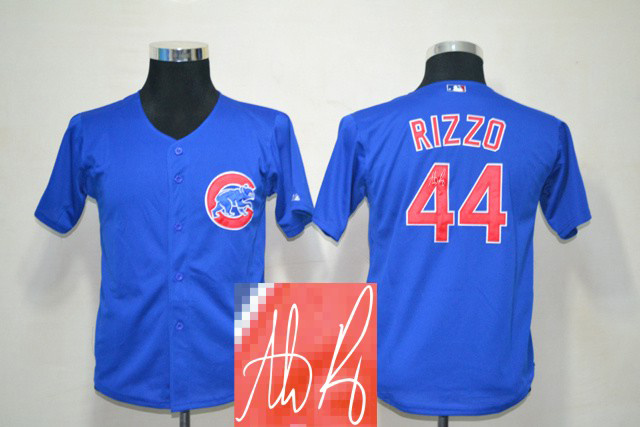 Cubs 44 Rizzo Blue Signature Edition Youth Jerseys
