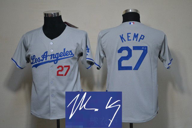 Dodgers 27 Kemp Grey Signature Edition Youth Jerseys