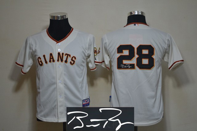 Giants 28 Posey Cream Signature Edition Youth Jerseys