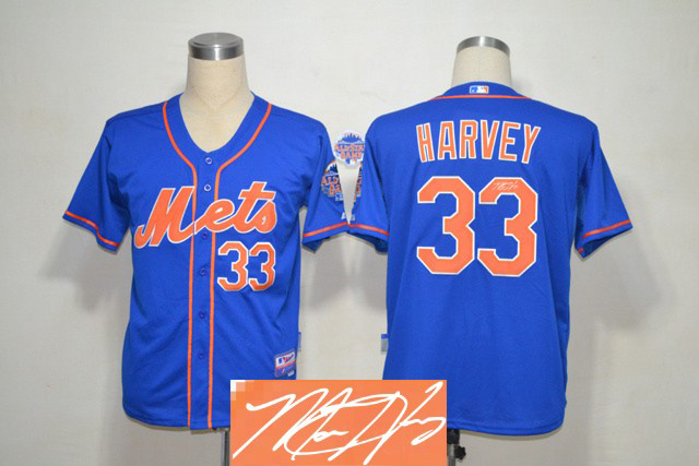 Mets 33 Harvey Blue Signature Edition Youth Jerseys