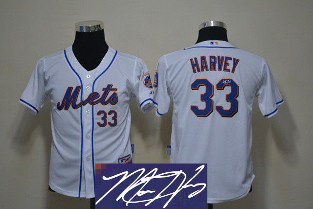 Mets 33 Harvey White Signature Edition Youth Jerseys