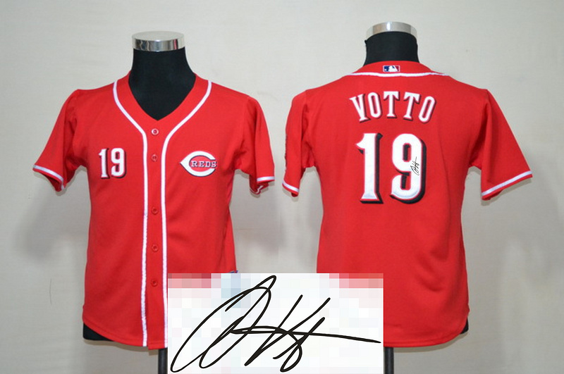 Reds 19 Votto Red Signature Edition Youth Jerseys