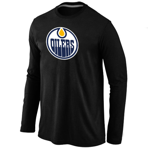 Edmonton Oilers Big & Tall Logo Black Long Sleeve T Shirt