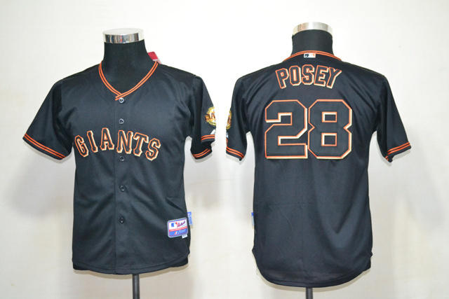 Giants 28 Posey Black Youth Jersey