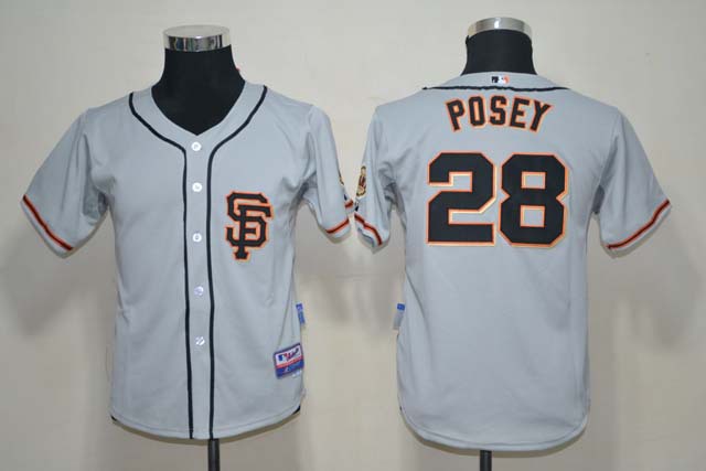Giants 28 Posey Grey Youth Jersey